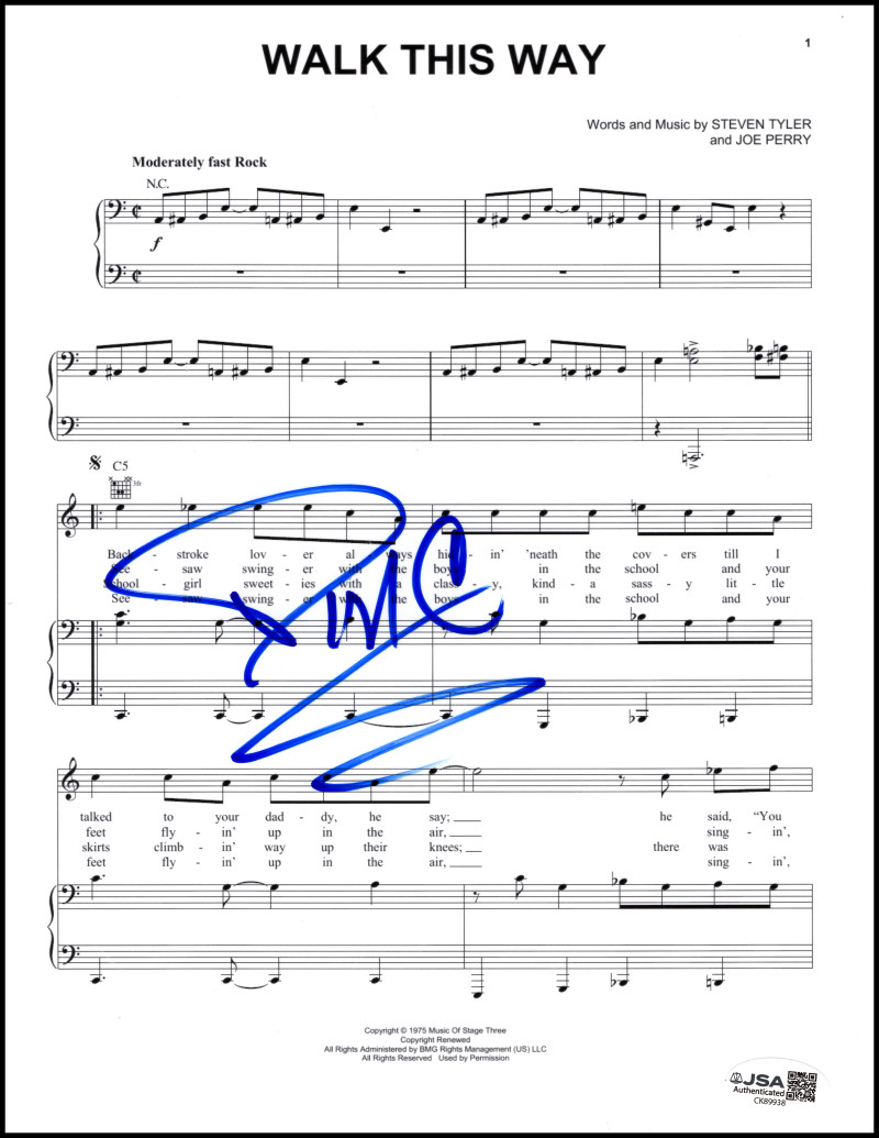 Darryl McDaniels DMC Signed Autograph Run-DMC Walk This Way Sheet Music  JSA COA