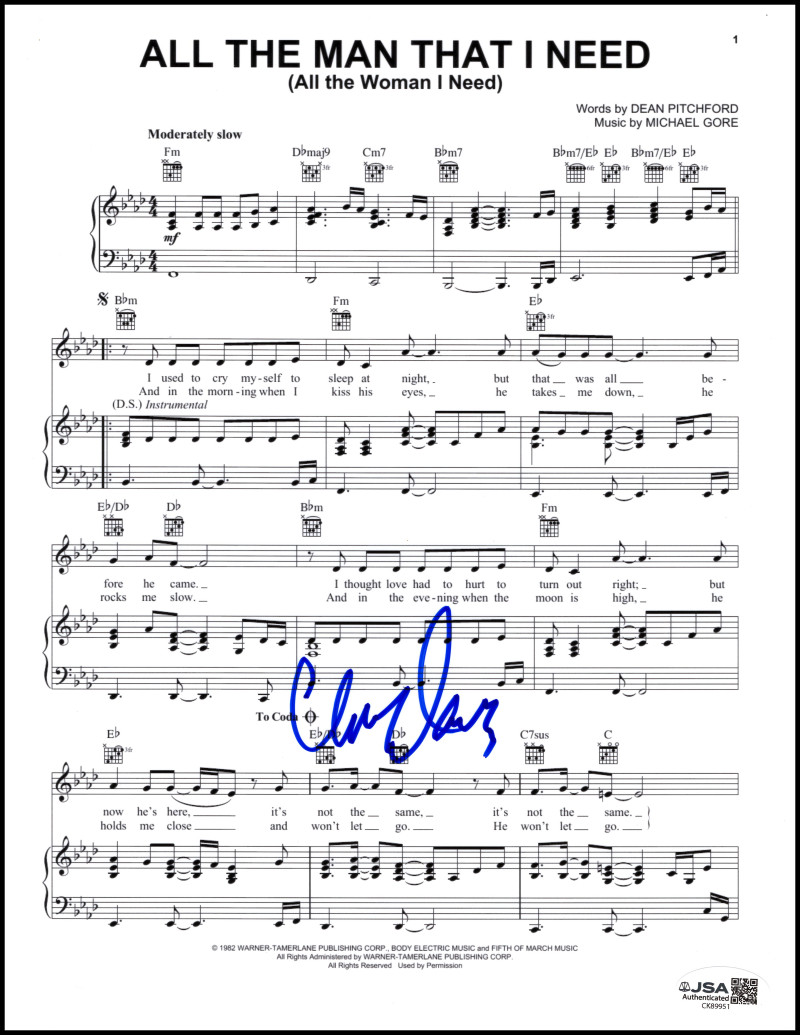 Clive Davis Signed Autograph Whitney All The Man That I Need Sheet Music JSA COA