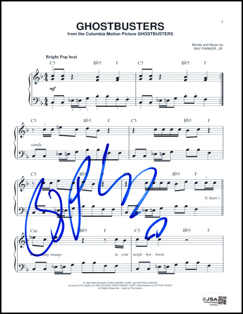 Ray Parker Jr Signed Autograph Ghostbusters Theme Sheet Music w/ JSA COA