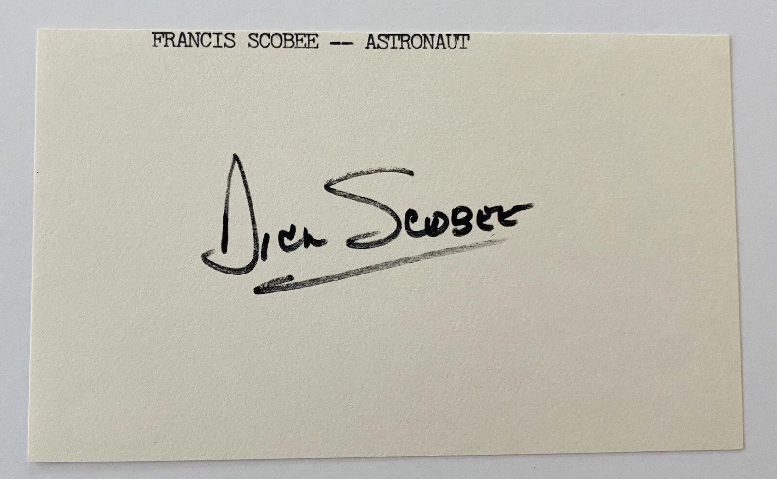 Dick Scobee Signed Autographed 3x5 Card Full Zarelli LOA Challenger Astronaut
