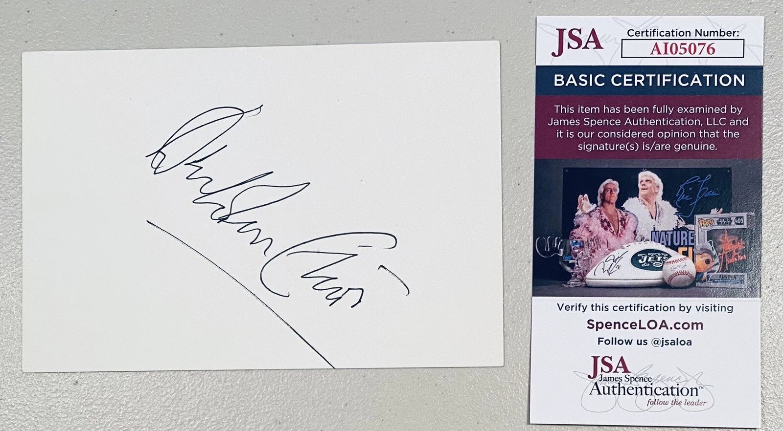 DENHOLM ELLIOTT SIGNED AUTOGRAPHED 4×6 CARD JSA INDIANA JONES TRADING PLACES COLLECTIBLE MEMORABILIA