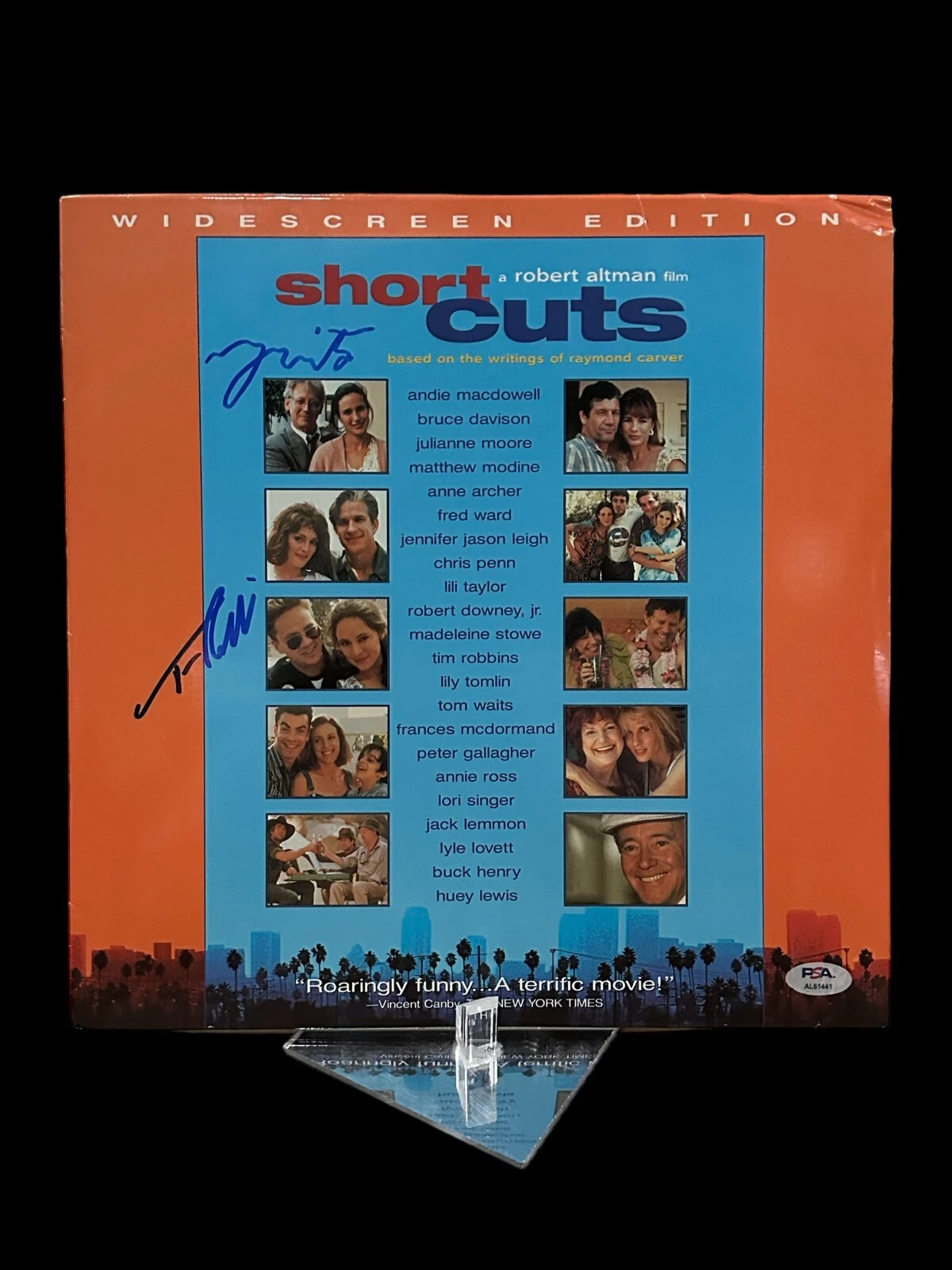 Tom Waits Singer Tim Robbins Short Cuts Signed Autograph Photo Laserdisc PSA DNA