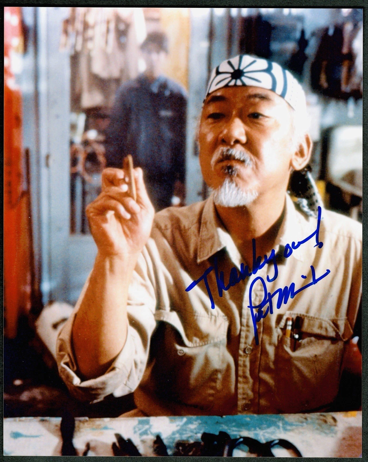 PAT MORITA SIGNED AUTOGRAPHED KARATE KID 8×10 PHOTO SWAU AUTHENTICATED 2 COLLECTIBLE MEMORABILIA