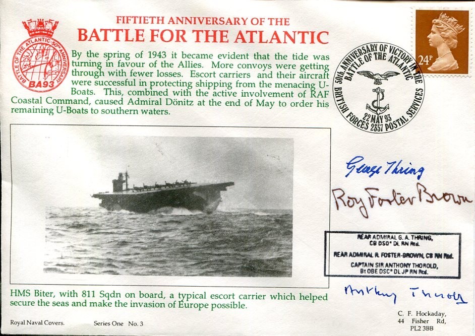 Rear Admiral George Thring Roy Foster-Brown A Thorold WWII War Signed Autograph