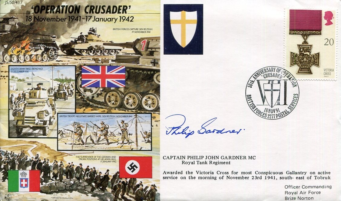 Captain Philip John Pip Gardner Victoria Cross Tobruk WWII War Signed Autograph