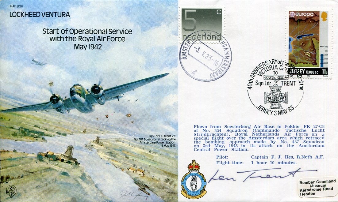 Group Captai Leonard Trent Victoria Cross VC RAF WWII War Pilot Signed Autograph