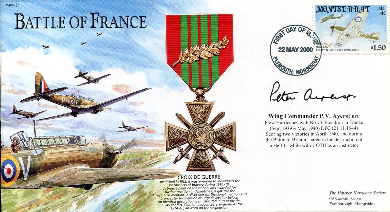 Peter Ayerst RAF Fighter Pilot WWII Ace War Battle Of Britain Signed Autograph