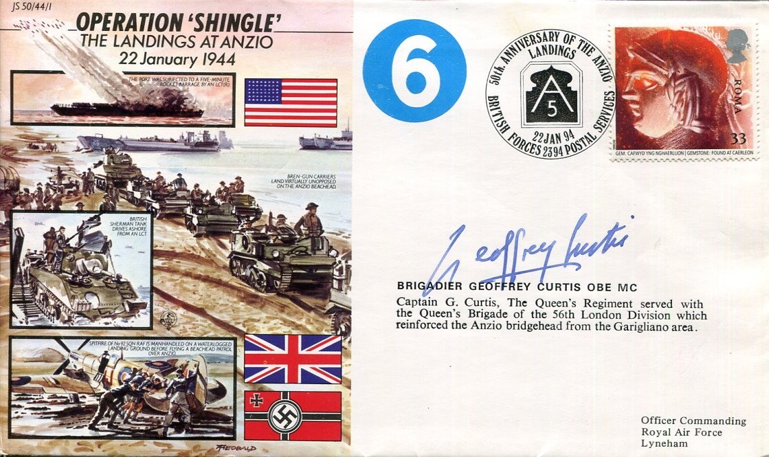 Brigadier Geoffrey Curtis Operation Shingle Anzio WWII War Signed Autograph