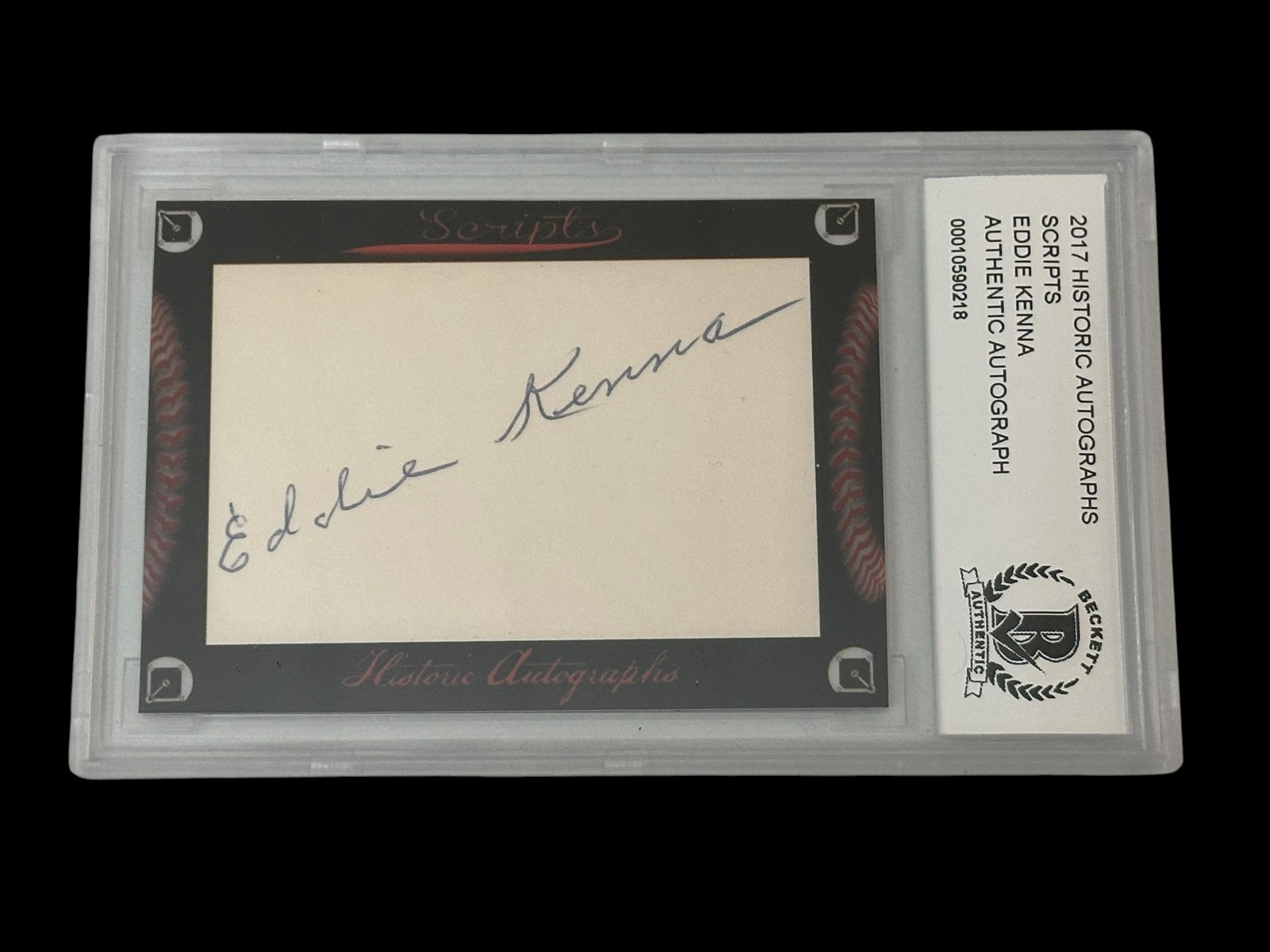 Eddie Kenna Washington Senators 2017 HA Scripts Signed Autograph BAS Beckett