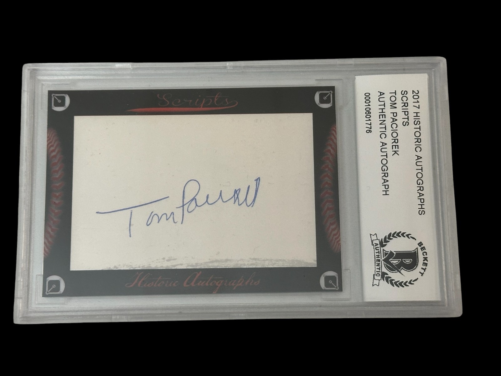 Tom Paciorek Los Angeles Dodgers Atl Braves 2017 HA Scripts Signed Autograph BAS