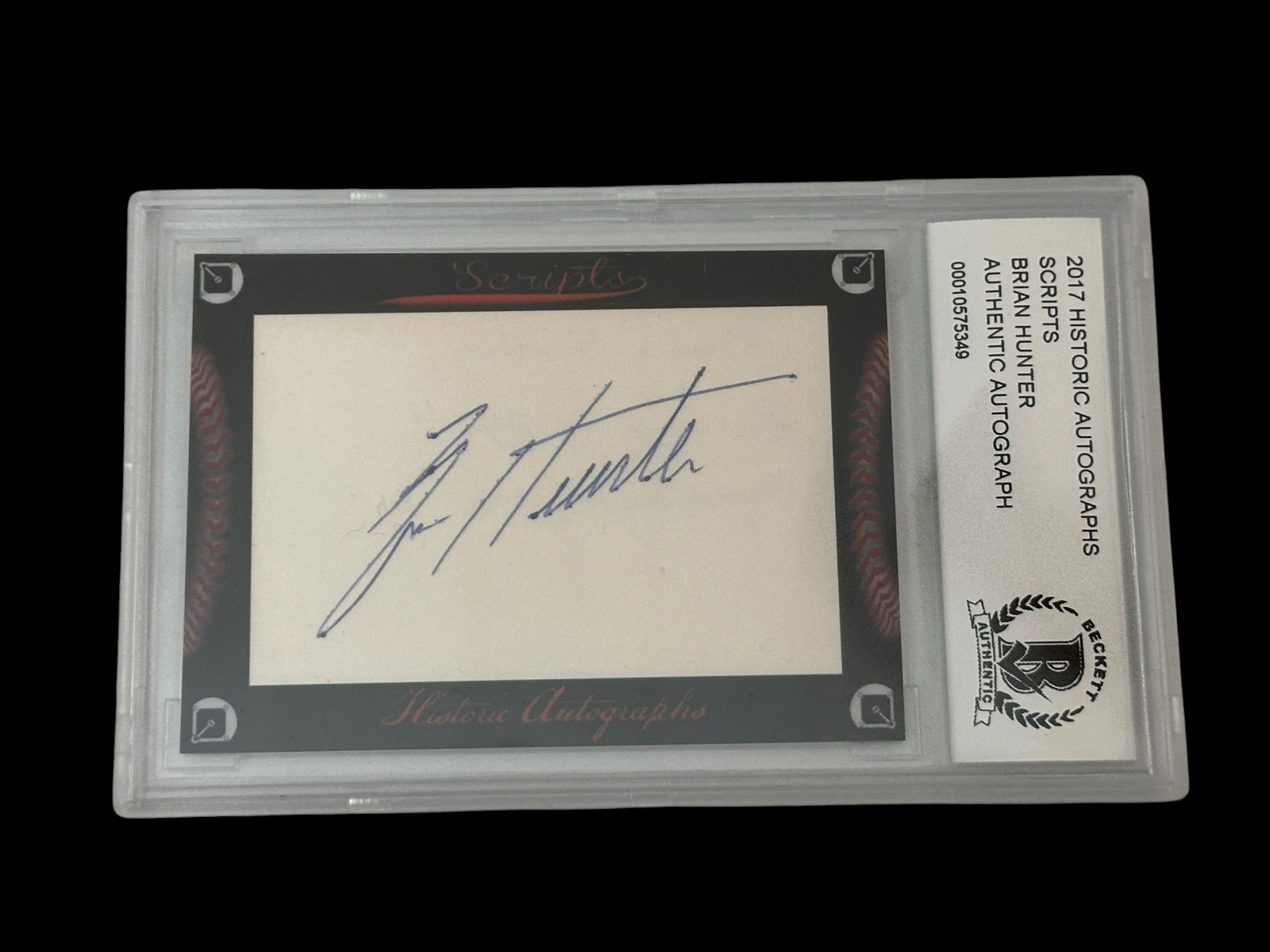 Brian Hunter Atlanta Braves Cincinnati Reds 2017 HA Scripts Signed Autograph BAS