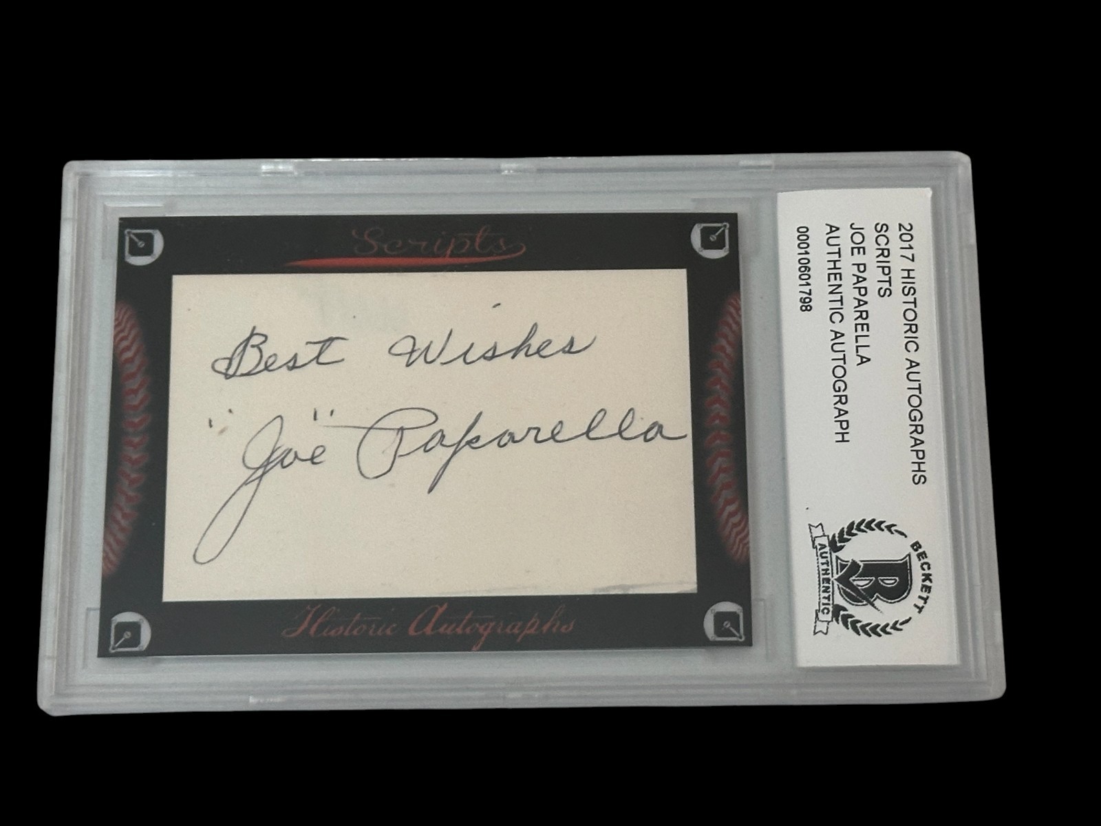 Joe Paparella World Series Umpire 2017 HA Scripts Signed Autograph BAS Beckett