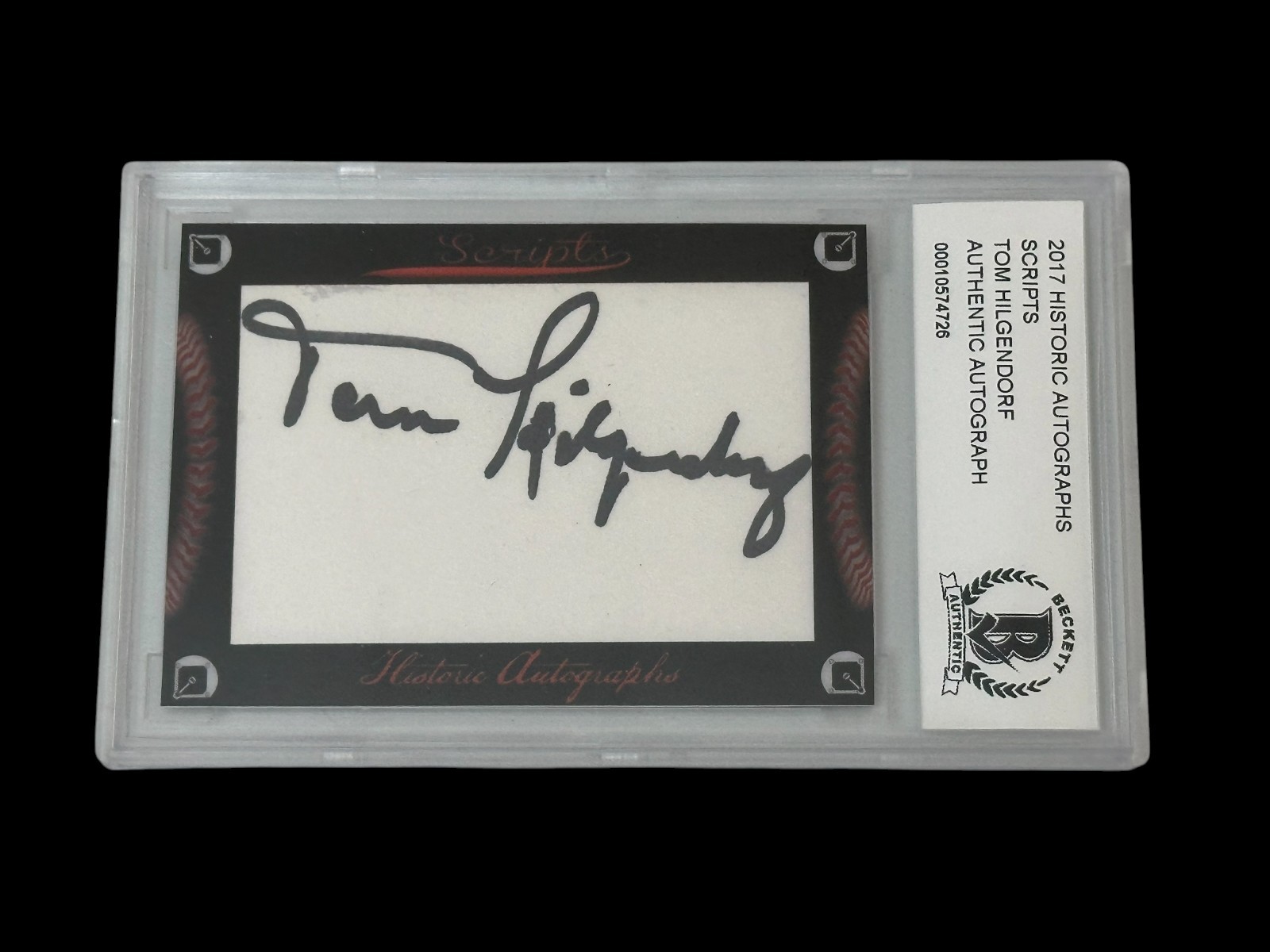 Tom Hilgendorf St. Louis Cardinals Indians 2017 HA Scripts Signed Autograph BAS