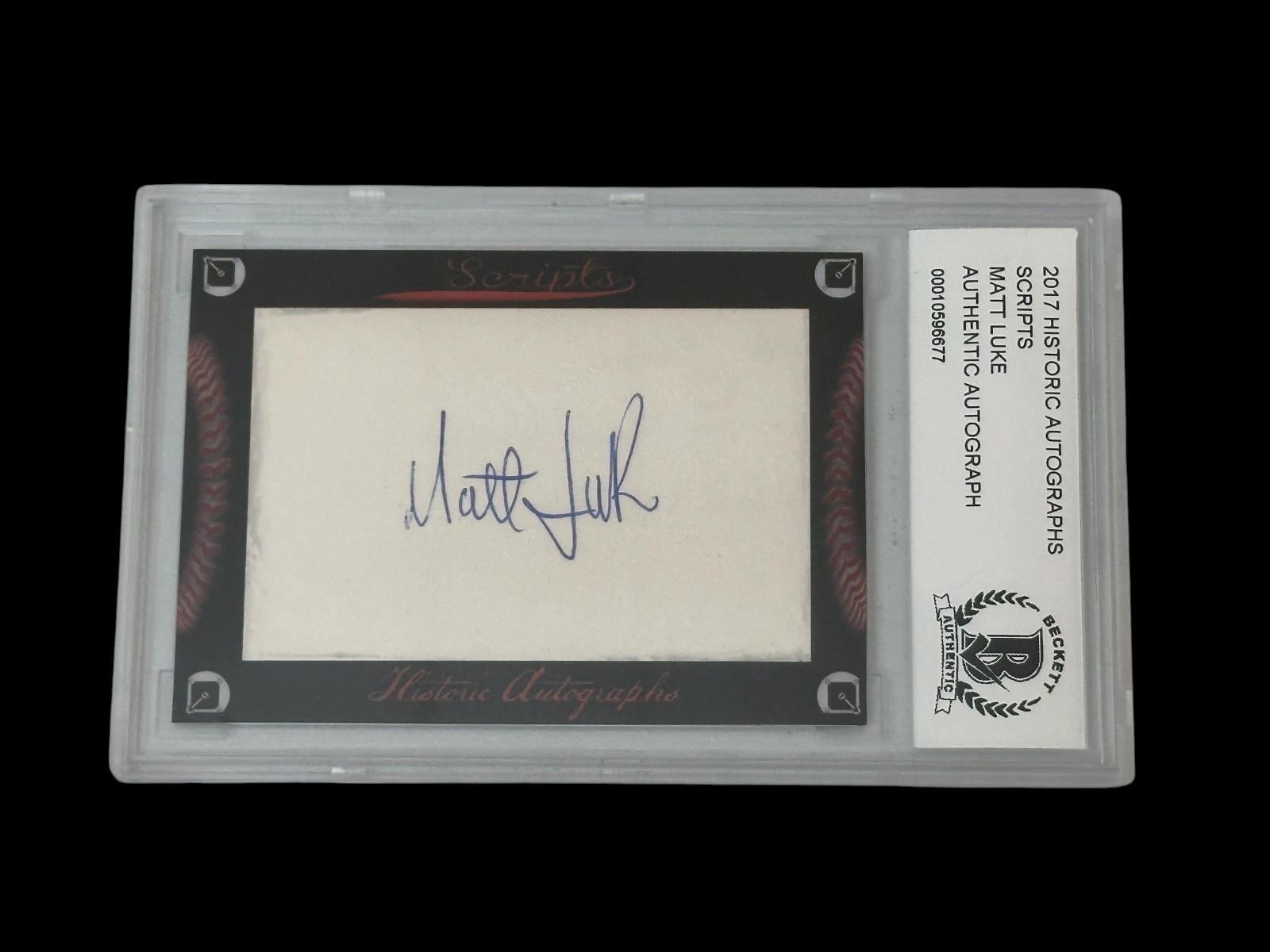 Matt Luke New York Yankees LA Dodgers 2017 HA Scripts Signed Autograph BAS