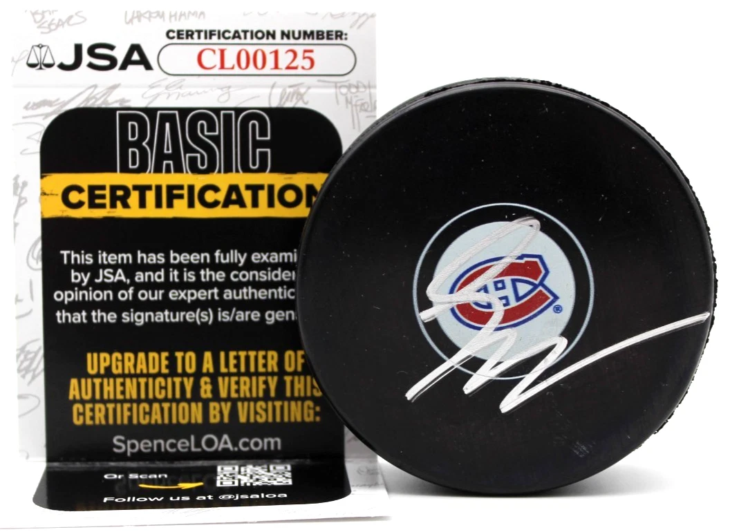 Lane Hutson Signed Montreal Canadiens Hockey Puck w/JSA COA CL00125