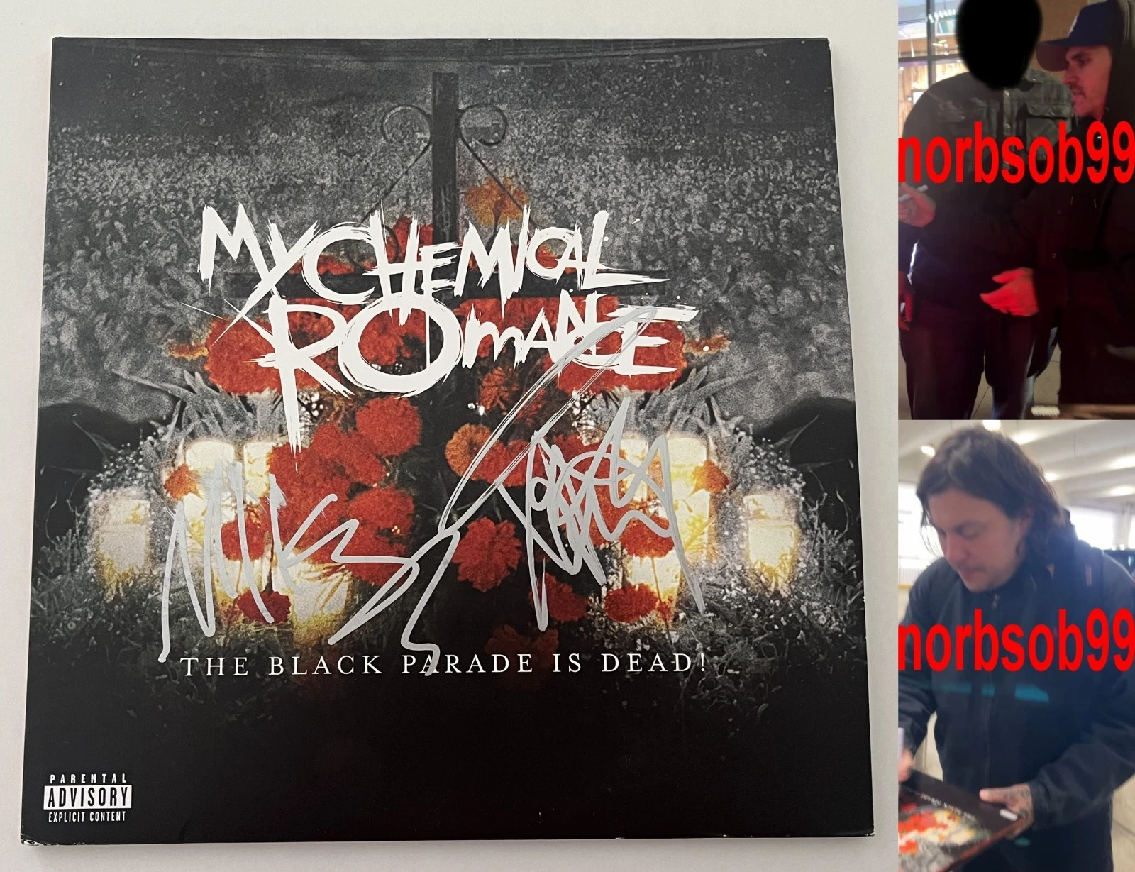 MIKEY WAY & FRANK IERO SIGNED MY CHEMICAL ROMANCE THE BLACK PARADE IS DEAD VINYL