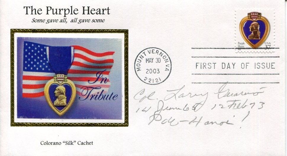 Lawrence Larry Guarino WWII Korea Vietnam Pilot POW Hanoi Signed Autograph FDC