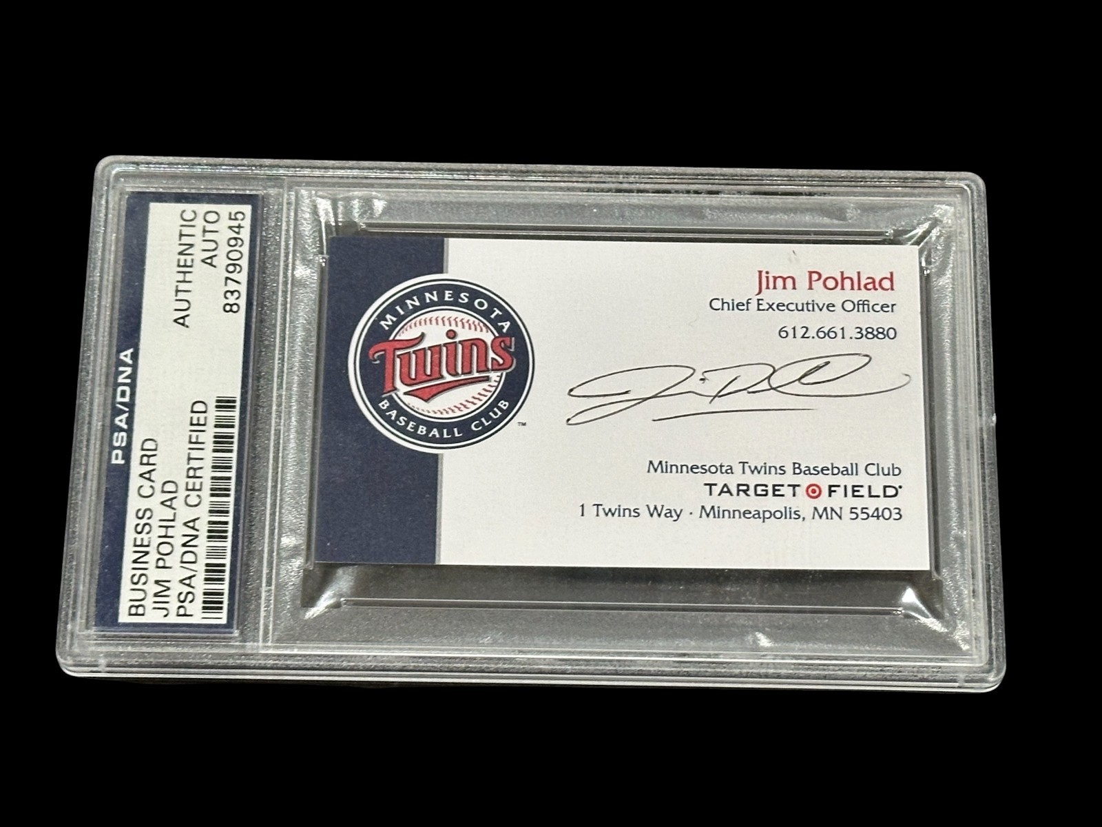Jim Pohlad Minnesota Twins Owner Chairmen Signed Autograph Business Card PSA