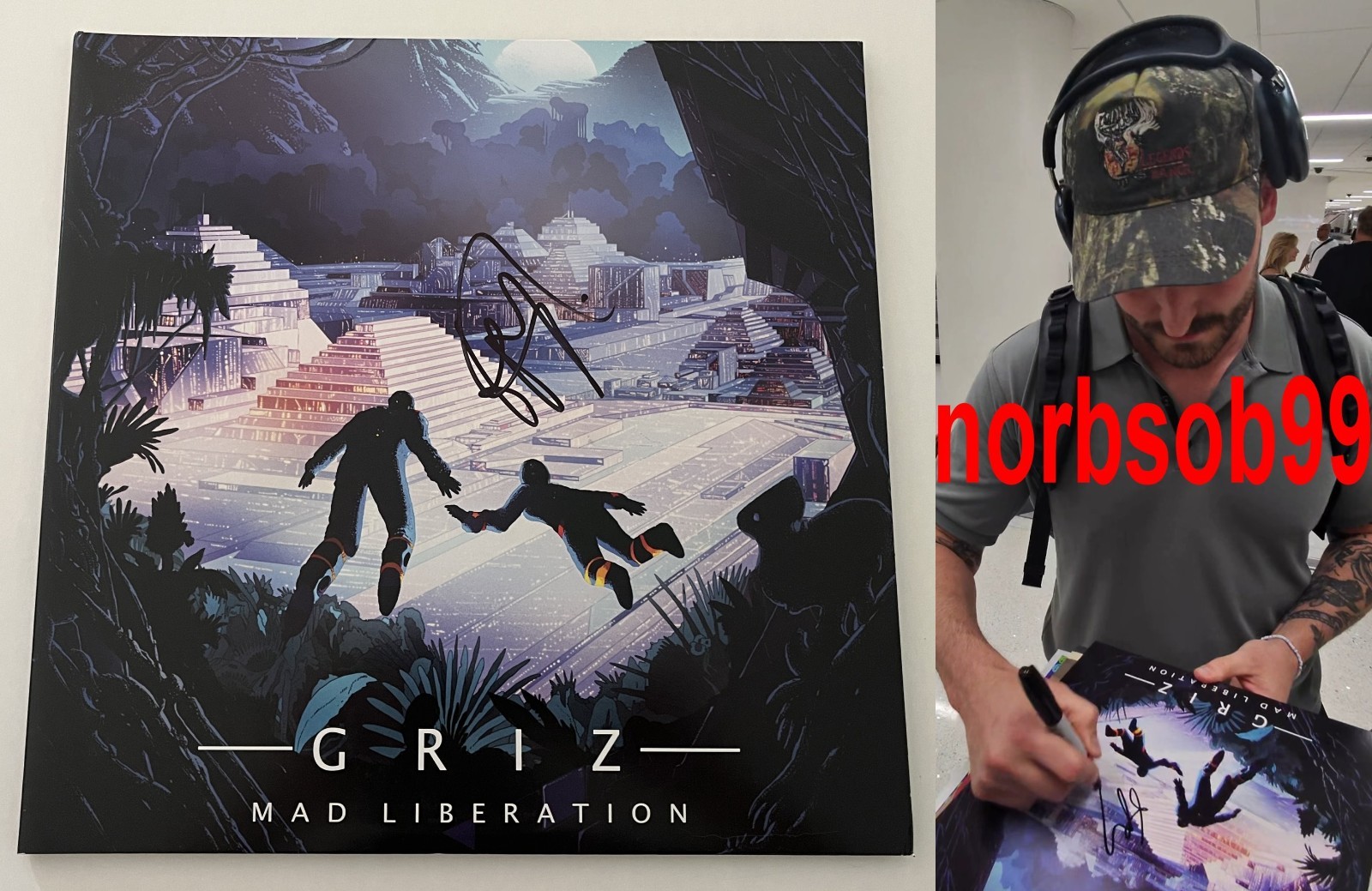 GRIZ EDM DJ SIGNED AUTOGRAPH MAD LIBERATION VINYL w/EXACT PROOF & BECKETT COA