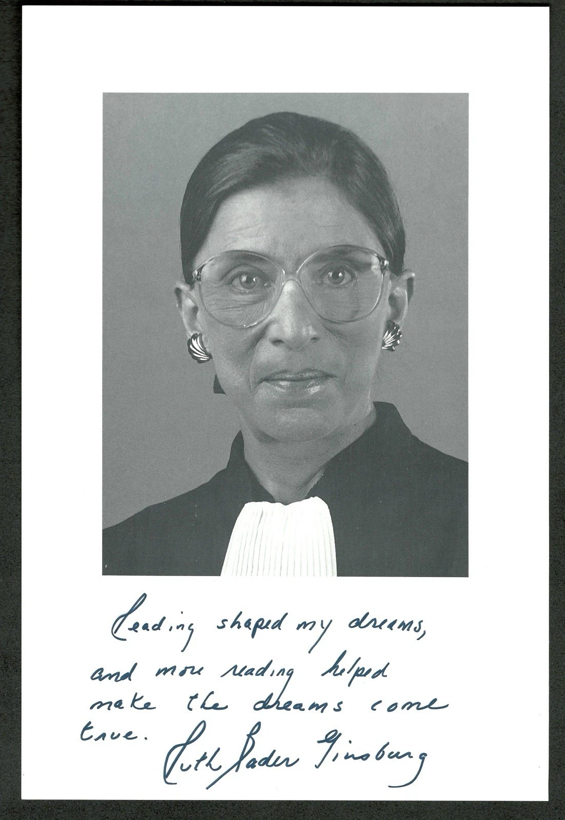 Ruth Bader Ginsburg Signed Autographed 6x9 Photo w Inscription JSA Supreme Court