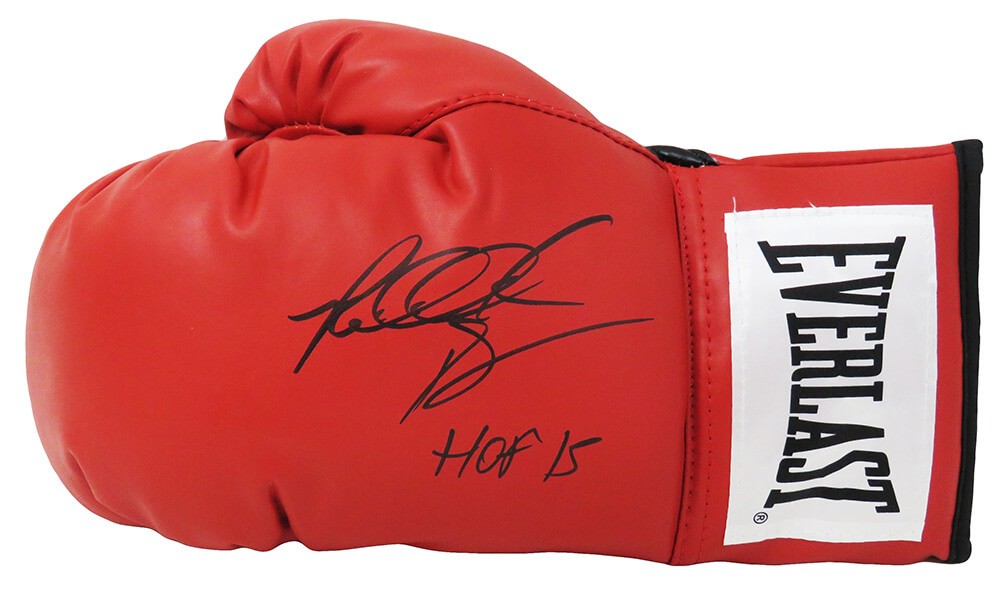 Riddick Bowe Signed Everlast Red Boxing Glove w/HOF 15 - SCHWARTZ COA
