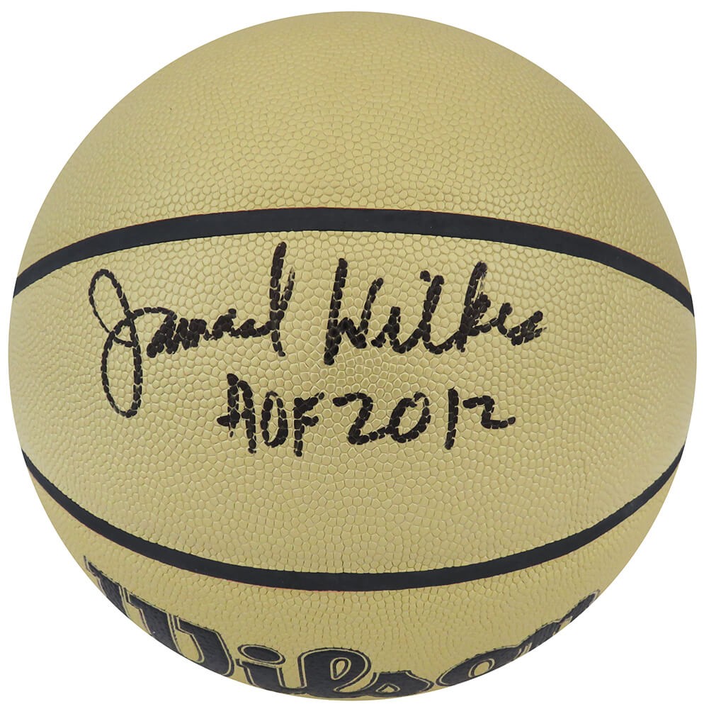 Jamaal Wilkes Signed Wilson Gold NBA Basketball w/HOF 2012 - (SCHWARTZ COA)