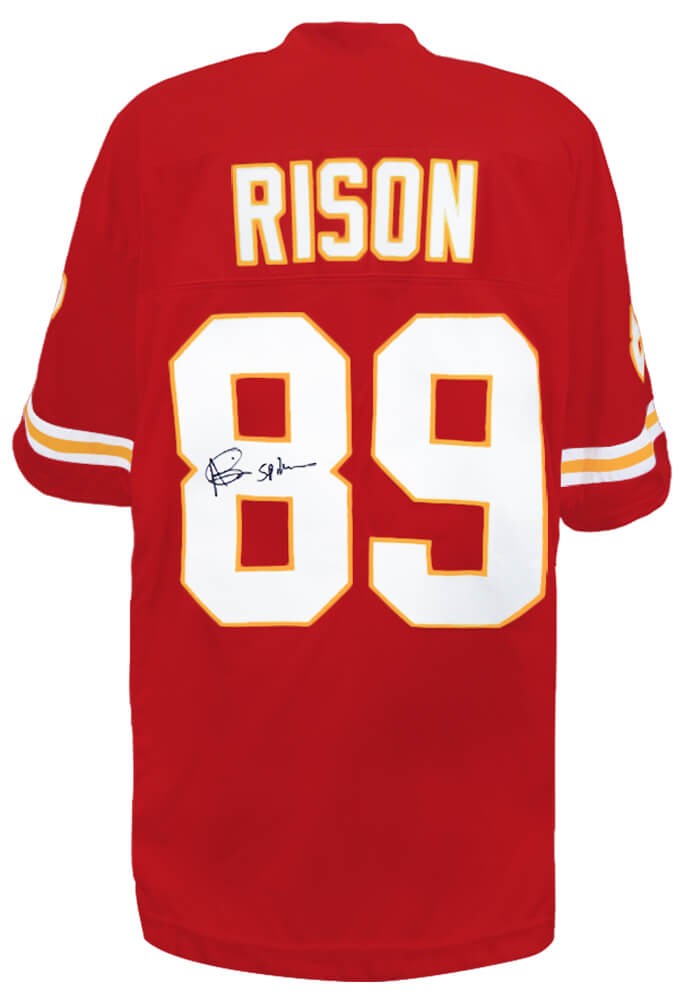 Andre Rison (KC CHIEFS) Signed Red Custom Jersey w/Spiderman (SCHWARTZ COA)