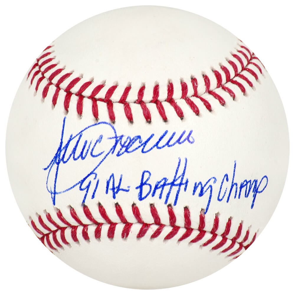 Julio Franco Signed Rawlings MLB Baseball w/91 AL Batting Champ - (SCHWARTZ COA)