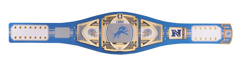 Detroit Lions 53x12 WWE Legacy F/S Authentic Blue Wrestling Belt w/Carrying Bag
