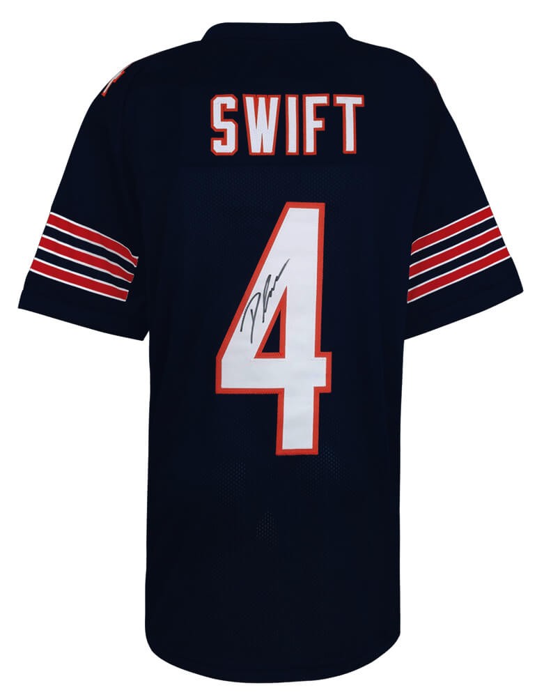 D'Andre Swift Signed Navy Custom Football Jersey - (SCHWARTZ COA)