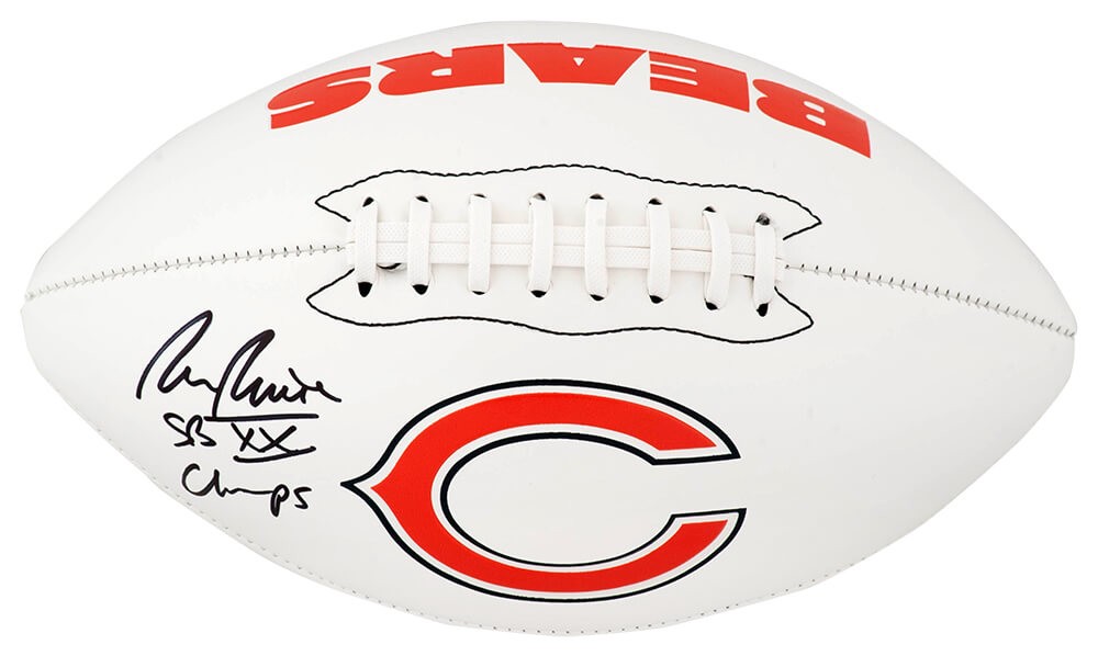 Ron Rivera Signed Bears Logo Franklin White Football w/Champs - (SCHWARTZ COA)