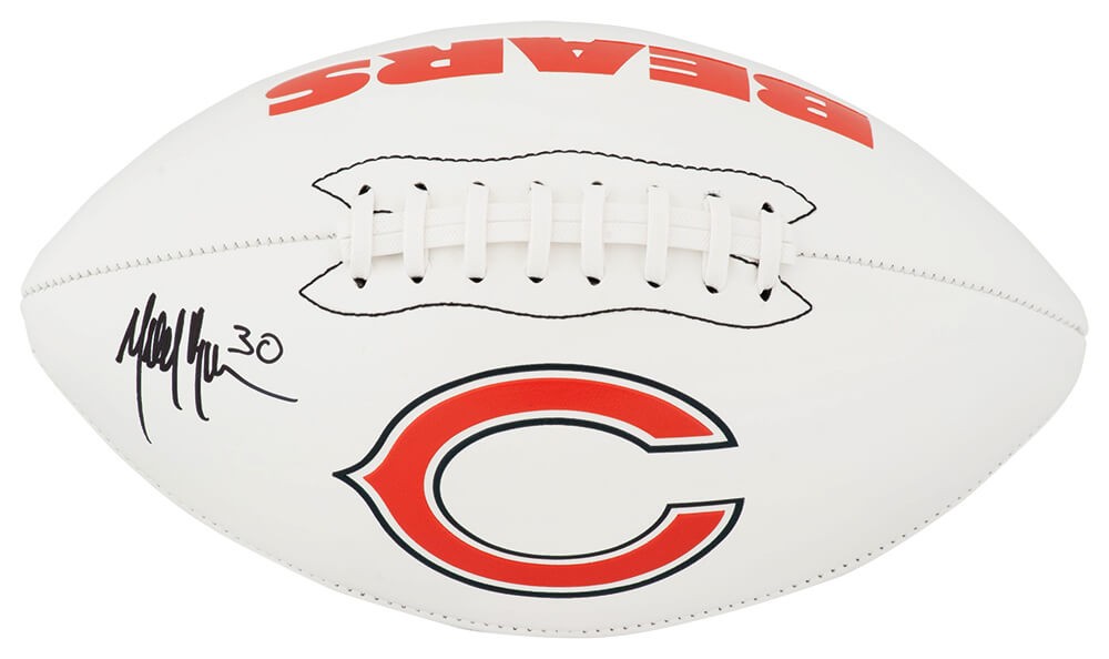Mike Brown Signed Bears Logo Franklin White Panel Football  - (SCHWARTZ COA)