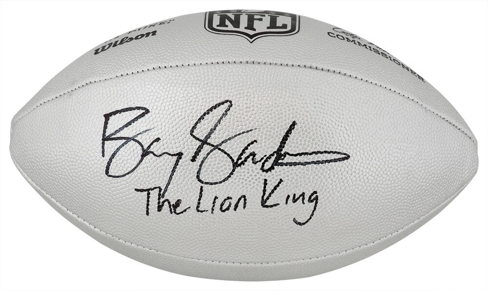 Barry Sanders Signed Wilson Duke Silver Metallic Football w/Lion King - (SS COA)