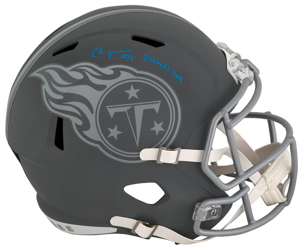 Chris Johnson Signed Titans SLATE Riddell Full Size Speed Replica Helmet w/YD...