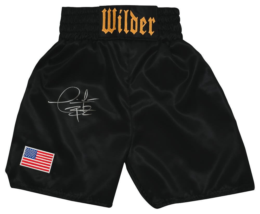 Deontay Wilder Signed Black Custom Boxing Trunks - (BECKETT COA)