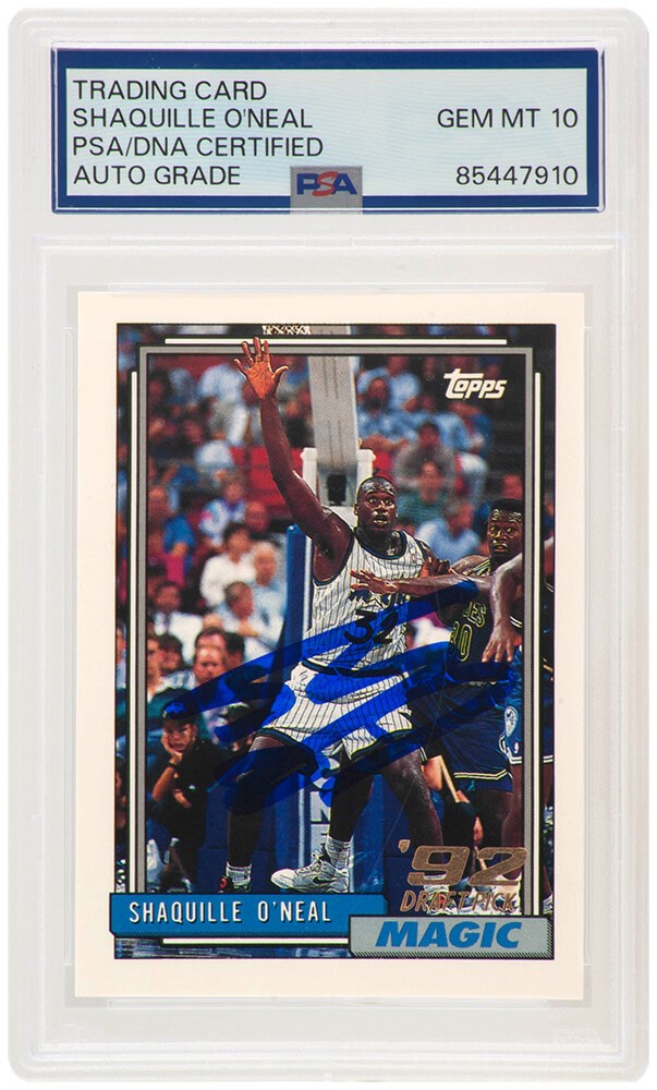 Shaquille O'Neal Signed 1992-93 Topps Basketball Rookie Card #362 (PSA /Auto 10)