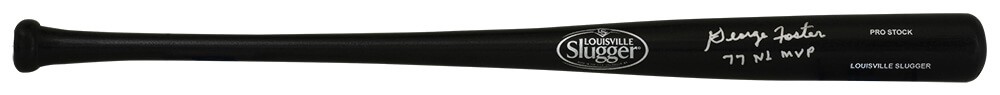 George Foster Signed Louisville Slugger Pro Black Baseball Bat - (SCHWARTZ COA)
