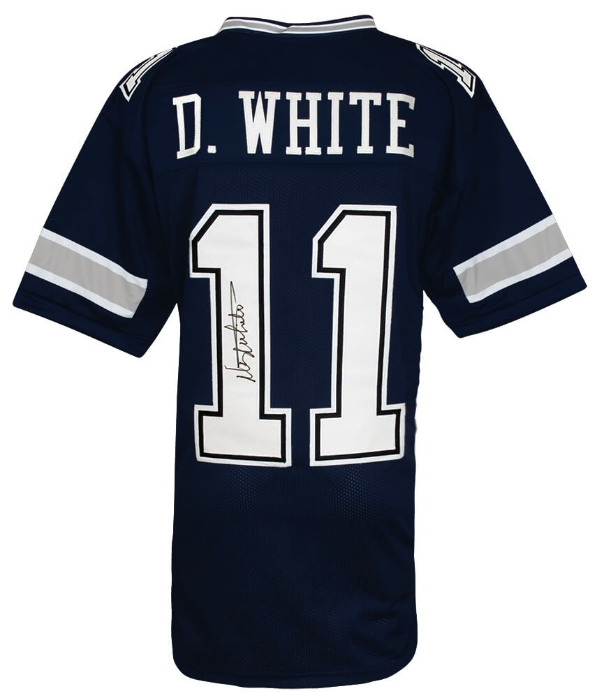 Danny White (COWBOYS) Signed Navy Custom Football Jersey - (SCHWARTZ COA)