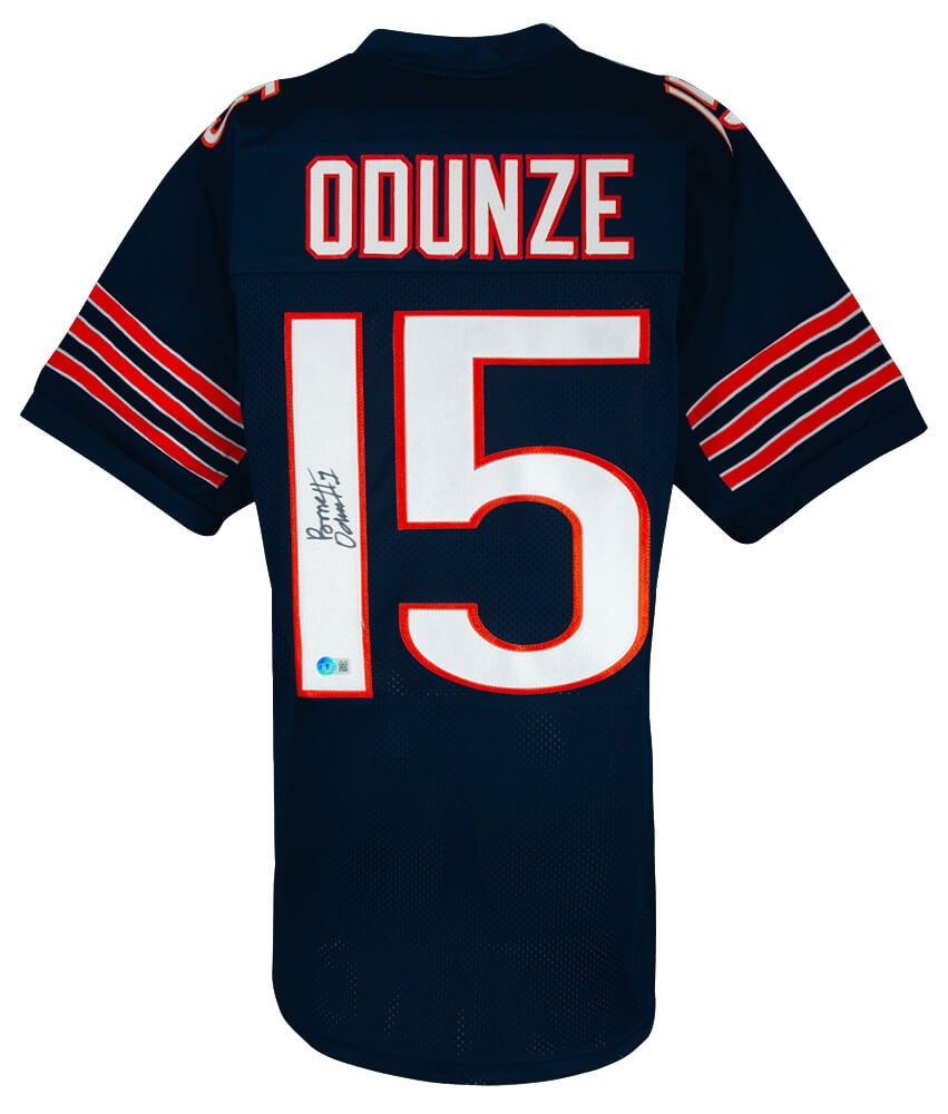 Rome Odunze (BEARS) Signed Navy Custom Football Jersey - (BECKETT COA)