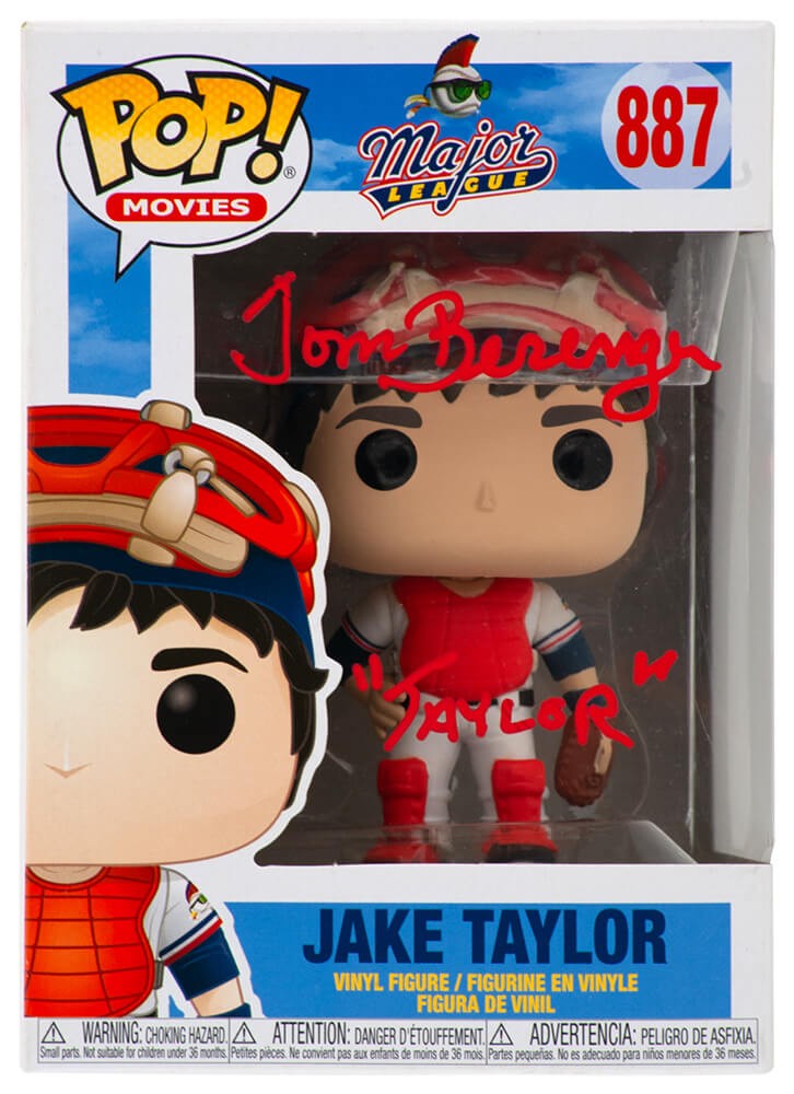 TOM BERENGER SIGNED MAJOR LEAGUE JAKE TAYLOR FUNKO POP DOLL #887 W/TAYLOR-SS COA COLLECTIBLE MEMORABILIA