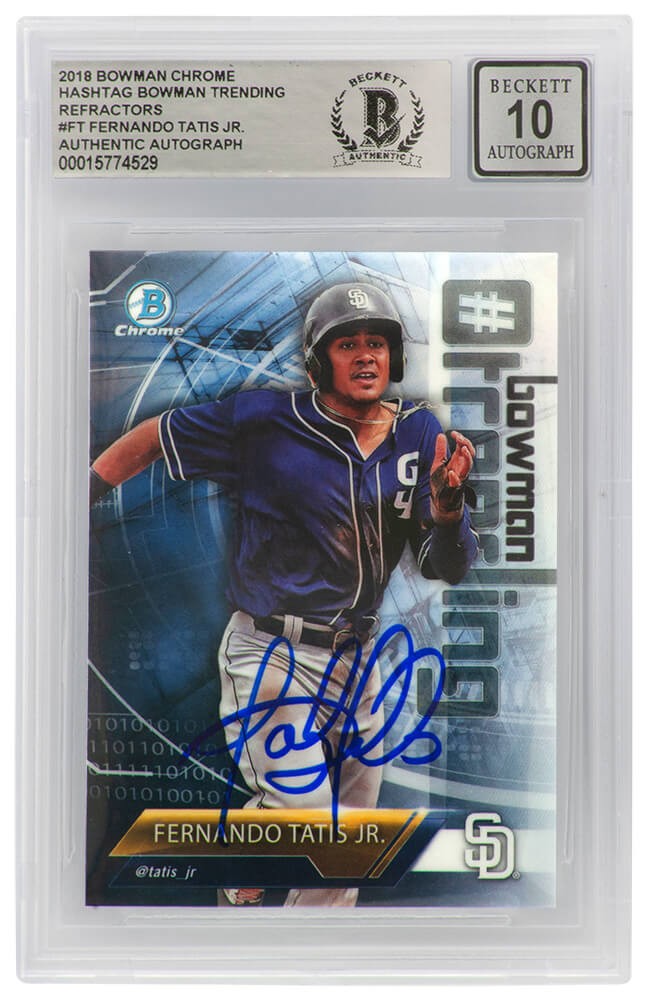 Fernando Tatis Jr. Signed Padres 2018 Bowman Chrome Card #-FT -(Beckett Auto 10)