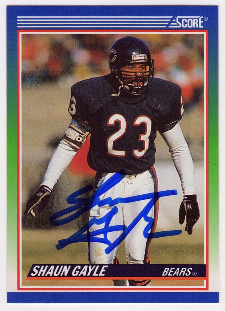 Shaun Gayle Signed Bears 1990 Score Rookie Football Card #431 - (SCHWARTZ COA)