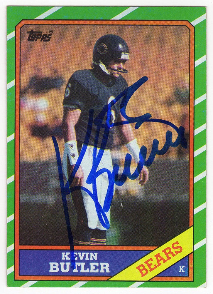 Kevin Butler Signed Bears 1986 Topps Rookie Football Card #18 - (SCHWARTZ COA)