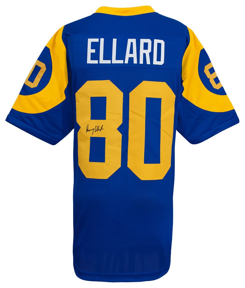 Henry Ellard (RAMS) Signed Blue Custom Football Jersey - (SCHWARTZ COA)