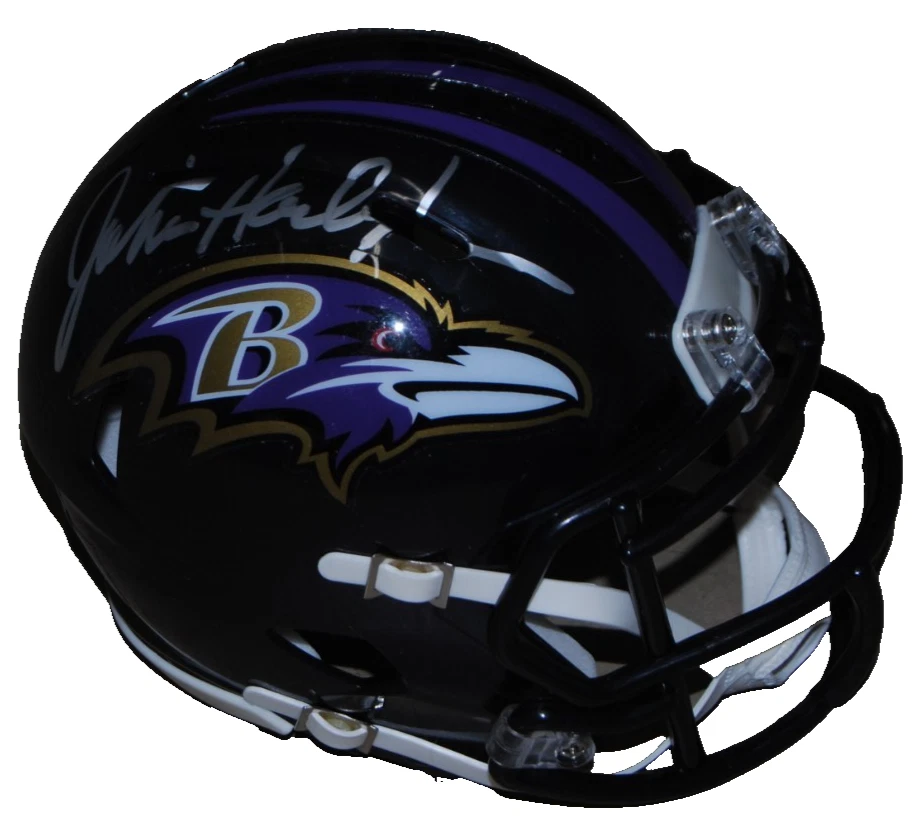 JOHN HARBAUGH signed (BALTIMORE RAVENS) mini football helmet BECKETT BW07882