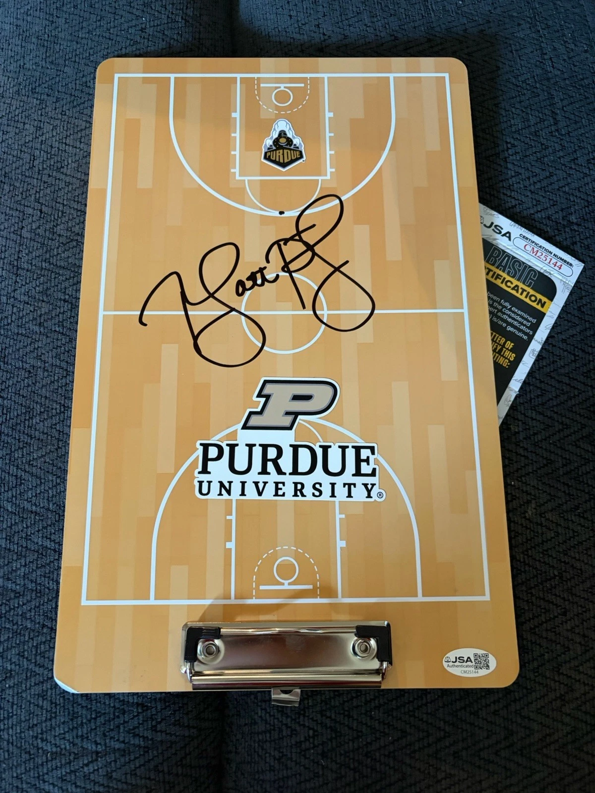 Coach Matt Painter Signed Clip Board JSA Authentication COA Purdue Autographed