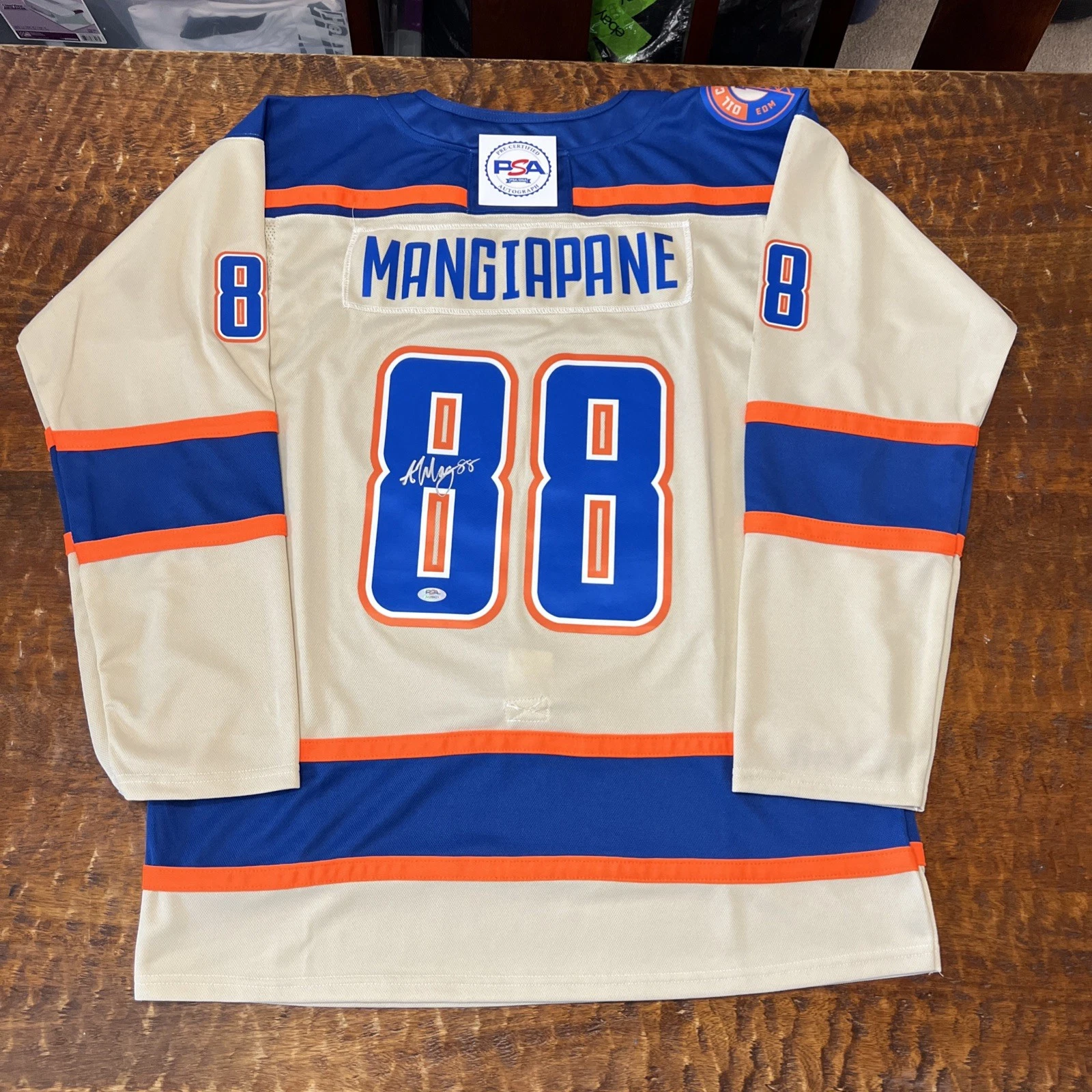 Andrew Mangiapane Signed Edmonton Oilers Jersey PSA DNA Autographed