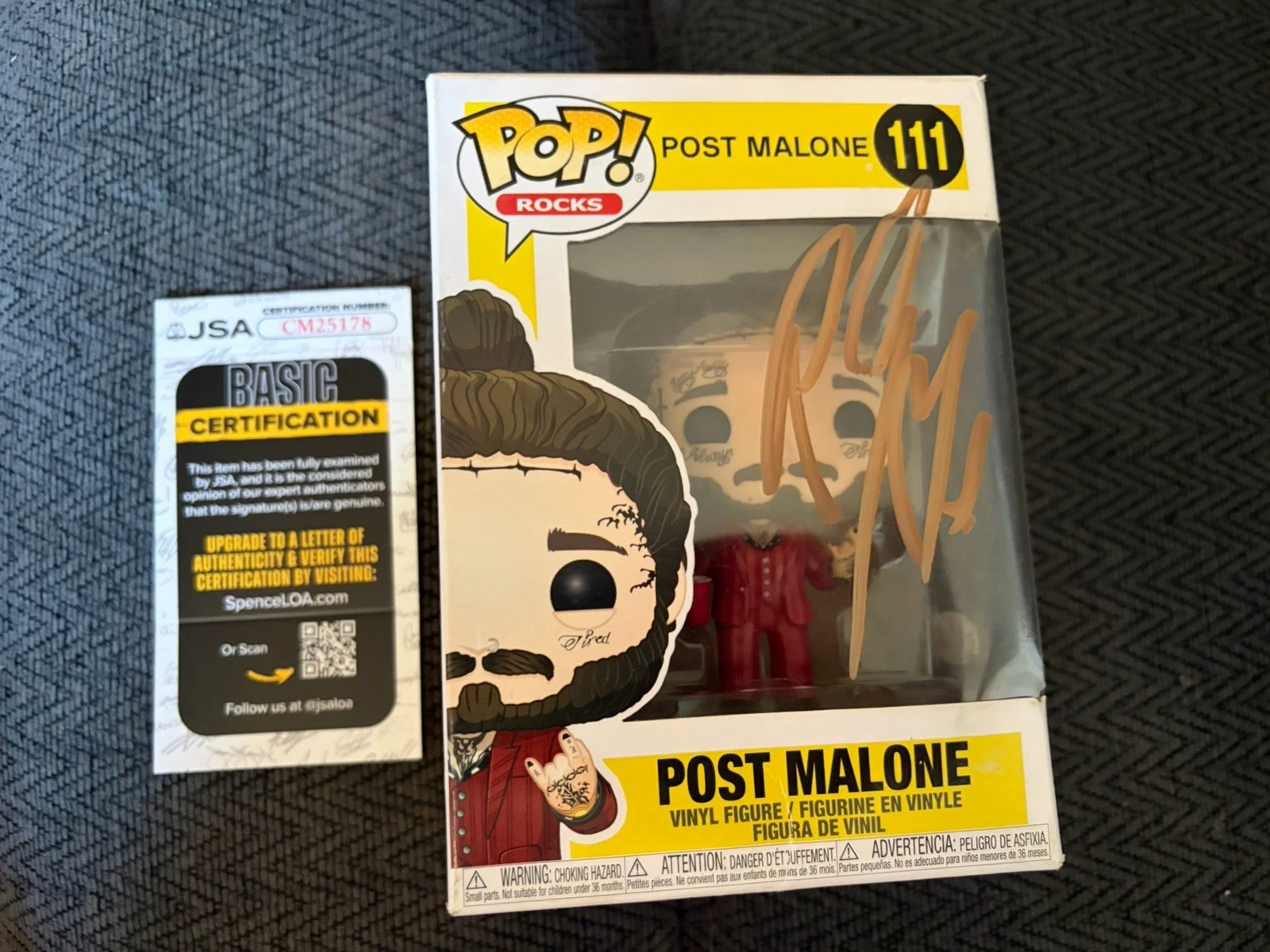 Post Malone Signed Funko Pop 111 JSA Authentication COA