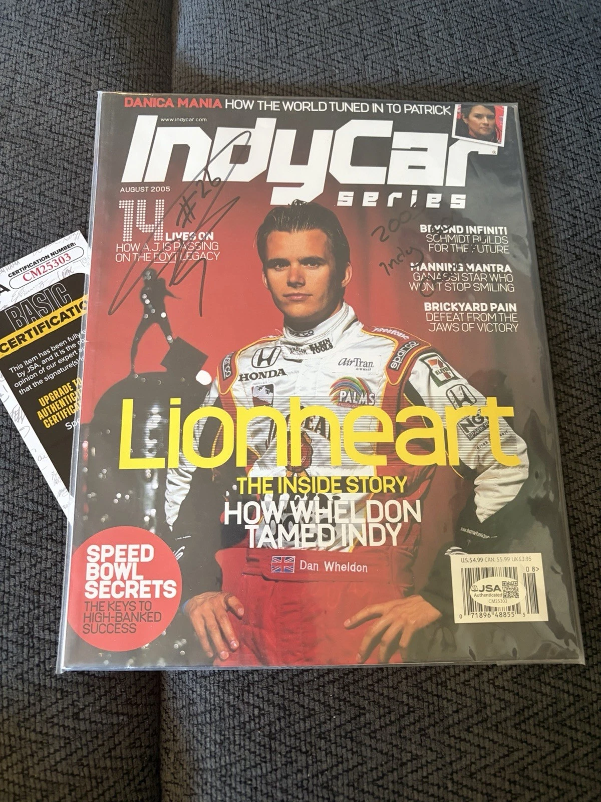 Dan Wheldon Signed Indy Car Series Magazine JSA Authenticated COA 500
