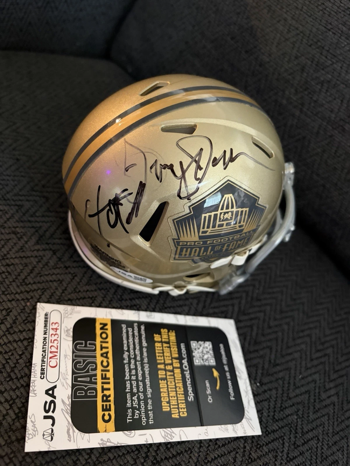Jerry Jones Signed Dallas Cowboys Mini Helmet JSA Authentication COA Stats